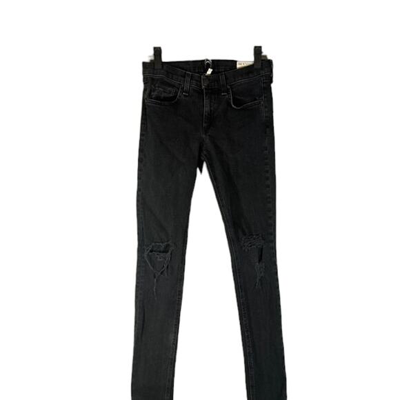 Rag & Bone Black Distressed Ripped Skinny Ankle Denim Jeans Women Sz 27 - Picture 1 of 12